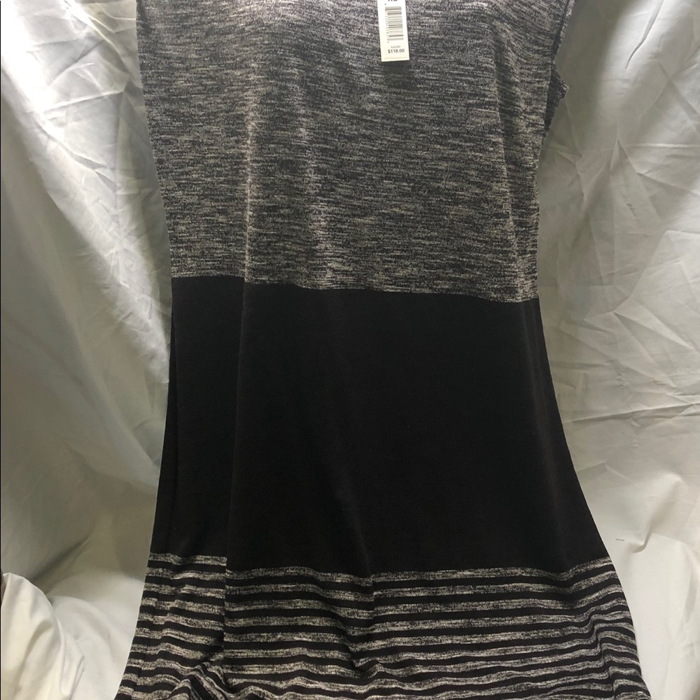Max Studio Grey Marled Striped Knit Dress XL - Picture 3 of 6
